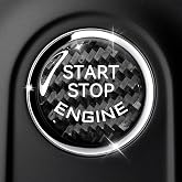 SamWinGear Car Push Start Button Cover Carbon Fiber Engine Push Start Stop Button Sticker, 25-26mm Carbon Fiber Universal Car Interior Ignition Power Buttons Trim Covers Decorations Accessories(Black)
