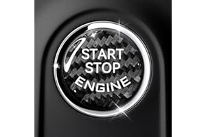SamWinGear Car Push Start Button Cover Carbon Fiber Engine Push Start Stop Button Sticker, 25-26mm Carbon Fiber Universal Car Interior Ignition Power Buttons Trim Covers Decorations Accessories(Black)
