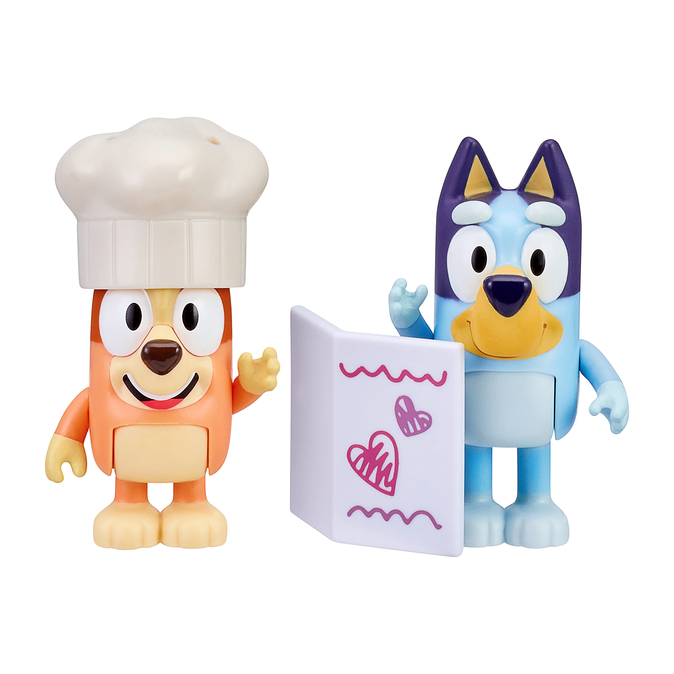 Bluey and Bingo Fancy Restaurant 2 Figure Playset Pack Articulated 2.5 Inch Action Figures Includes Toy Menu and Chef Hat Official Collectable Toy