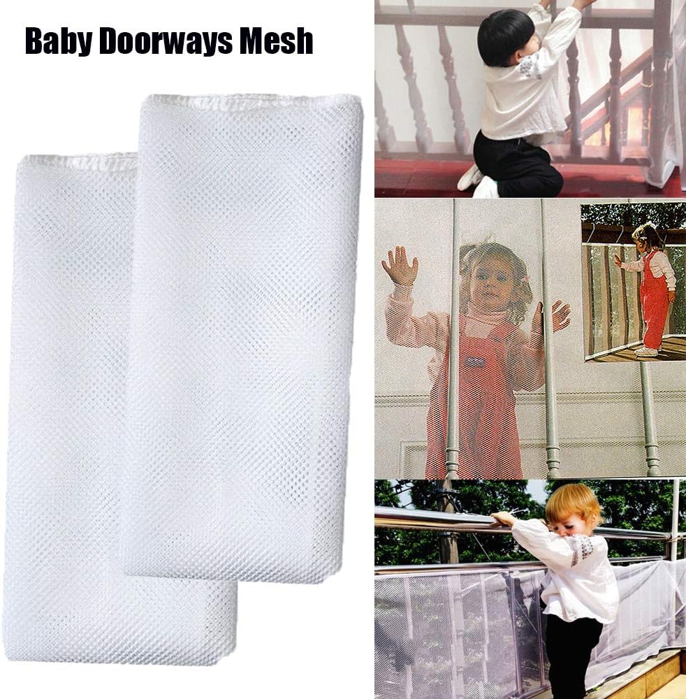 MZY1188 Stair Railing Safety Net for Kids Baby Fall Protection Safety Net Child Guard Kids Baby Stair Balcony Deck Gate Doorways Mesh 200x74cm or 300X74cm for Rail Balcony Banister Stair