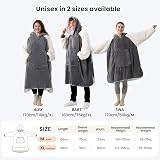 Winthome Hoodie Blanket Oversized Cozy With Large Pocket Grey Cream M view 6