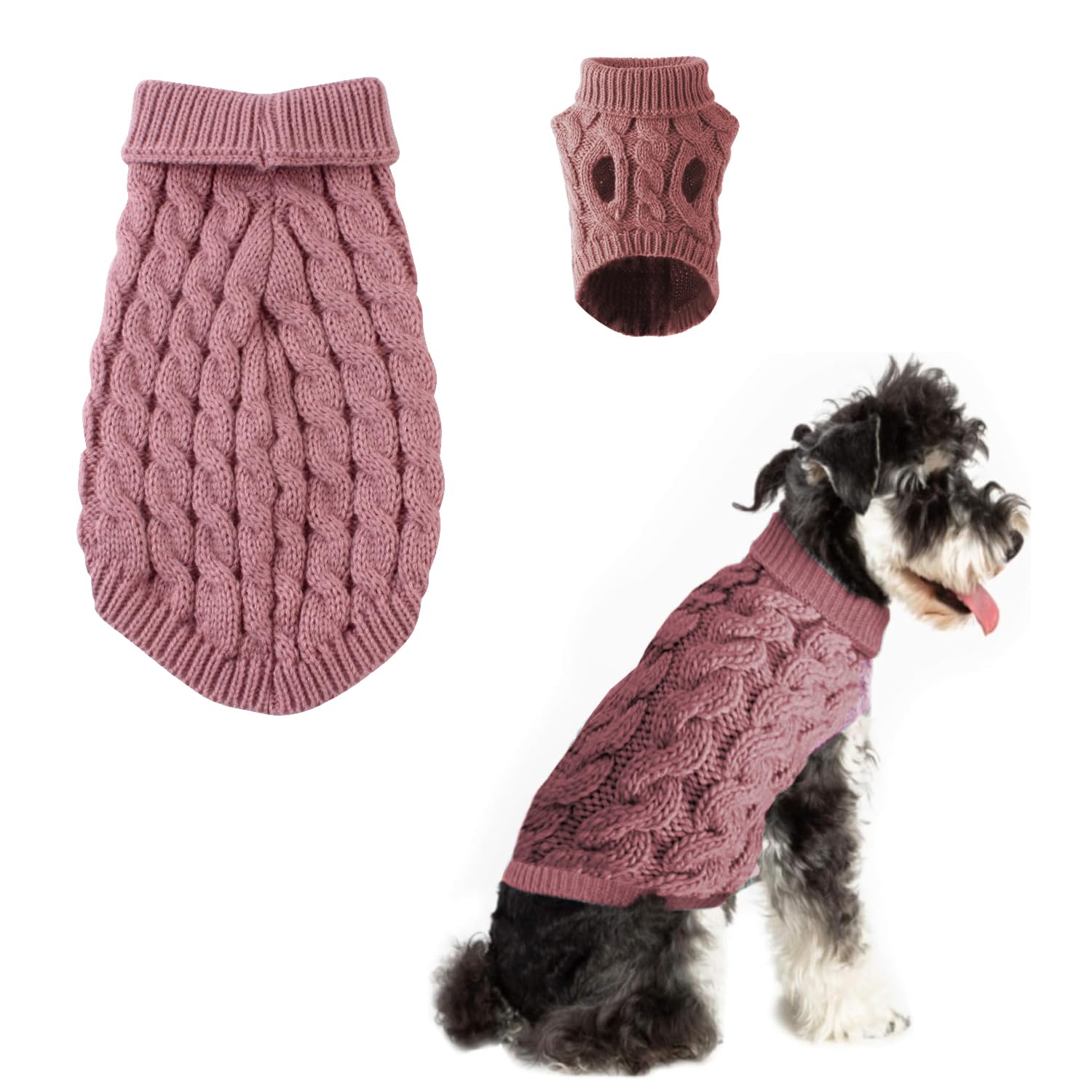 Norhogo Winter Pet Clothing Dog Sweater Jumper Clothing, Dog Sweater Vest Pet Soft Comfortable Turtleneck Knitted Puppy Clothes, for Small Medium Large Dog Puppy Cat (S, Pink)