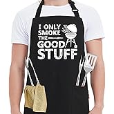 Kaidouma Funny Grill Aprons for Men - I Only Smoke the Good Stuff - Men’s Funny Chef Cooking Grilling BBQ Aprons with 2 Pockets - Birthday Father’s Day Christmas Gifts for Dad, Husband, Boyfriend, Him