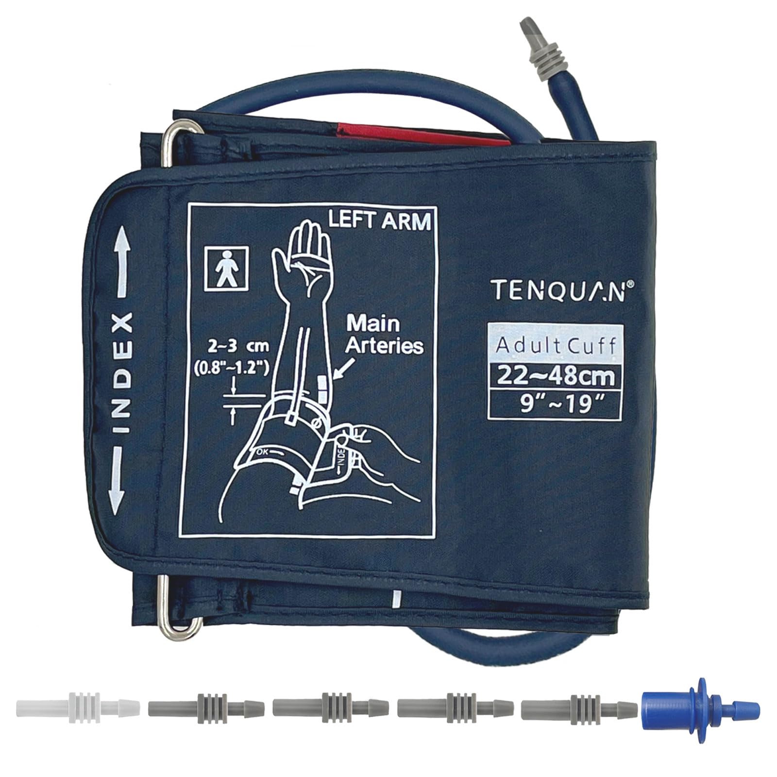 TENQUAN Large Cuff for Blood Pressure Monitor 9"-19" (22-48 cm), Arm Circumference Cuff for Upper Arm Digital Blood Pressure with Connector