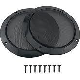 MEETOOT Black 2 Sets Speaker Grille Round Hole 8 Inch Cold Rolled Steel (Including Screws) Car Speaker Decorative Rings Subwoofer Grille