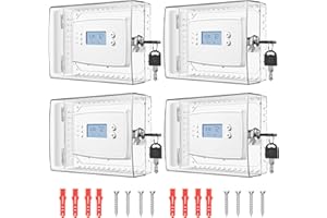 TRJ 4 PCS Thermostat Lock Box with Key, Large Size, Transparent Polycarbonate, Not Water Resistant, Includes 4 x Lock Box, 8 x Key, 4 x Manual, Fits Thermostats Up to 7.28"W x 5.7"H