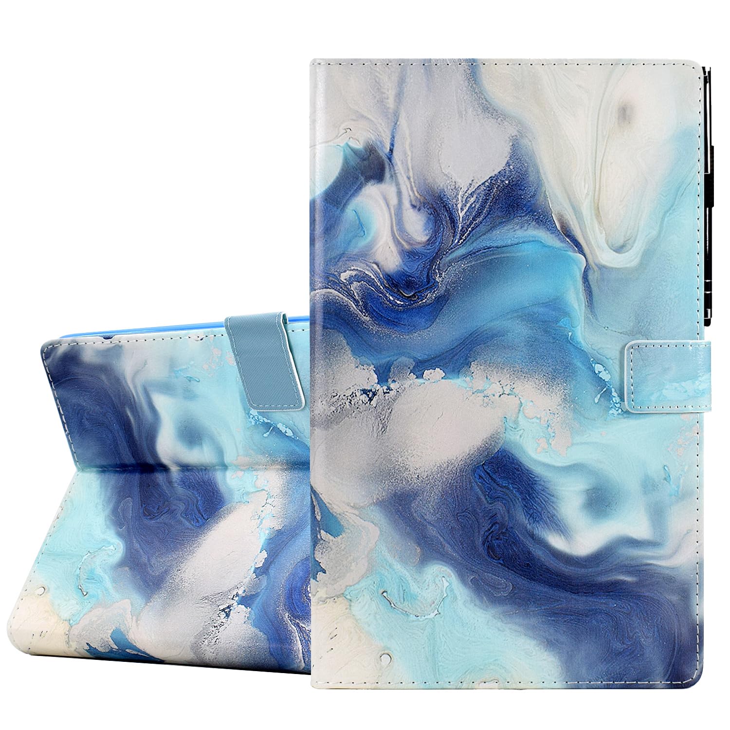 KEROM Case for iPad 9th/8th/7th Generation iPad 10.2 inch Case, PU Leather Stand Folio Cover Case for iPad 9th Generation 2021/iPad 8th Gen 2020/iPad 7th Gen 2019, with Auto Sleep/Wake - Liquid Marble