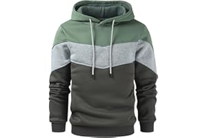 Gesean Men's Novelty Color Block Pullover Fleece Hoodie Long Sleeve Casual Sweatshirt with Pocket