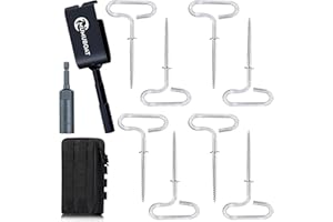 MUMUBOAT Ice Anchor Drill Adapter Kit with Storage Bag, 4pcs Ice House Anchors Ice Anchor Tool, Ice Shanty Anchors for Setting Up Ice Fishing Shelter Tent