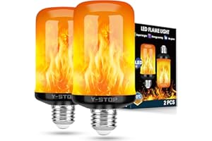 Y- STOP Y-STOP Halloween Decorations Upgraded LED Flame Light Bulbs, 4 Modes Flickering Light Bulb with Upside Down Effect, E26 Base Flame Bulb for Halloween Lights, Christmas Decoration, Party Decor (2 PCS)