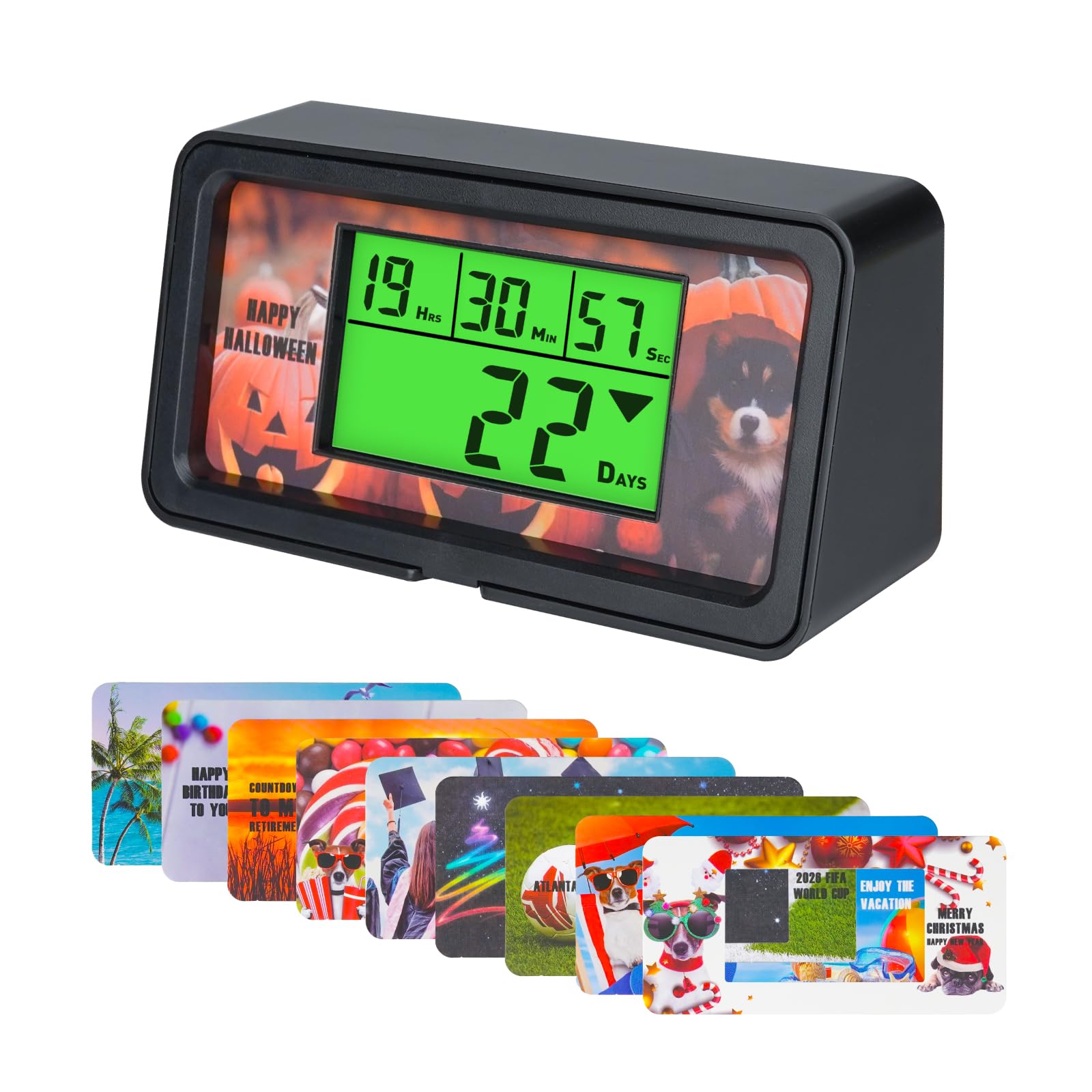 NInE-ROnG Backlight Digital 9,999 Days Countdown Timer Big LCD Display Count Down for Retirement Vacation Graduation Christmas Weddings Birthdays Children's day Halloween and Other Scenes (GR)