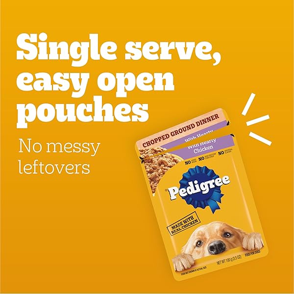 PEDIGREE CHOPPED GROUND DINNER WET DOG FOOD POUCHES VARIETY PACK, 3.5 OZ POUCHES, 30 COUNT