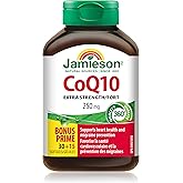 Jamieson CoQ10 250 mg, Coenzyme Q10, Extra Strength, Supports Heart Health, and Helps Prevent Migraines. Non-GMO, Gluten-Free