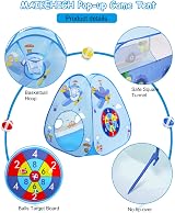 MAIKEHIGH Kids Play Tent and Tunnel 3 in 1 Ball Pit Indoor Outdoor view 2