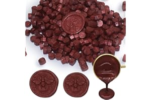 250pcs Wax Seal Beads Wine Red, Andotopee Premium Sealing Wax Beads for Stamp Seals, Octagon Wax Pellets Refill Pack for Wax 
