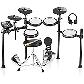 Donner DED-200 Electric Drum Sets with Quiet Mesh Drum Pads, 2 Cymbals w/Choke, 31 Kits and 450+ Sounds, Throne, Headphones, Sticks, USB MIDI, Melodics Lessons (5 Pads, 3 Cymbals)