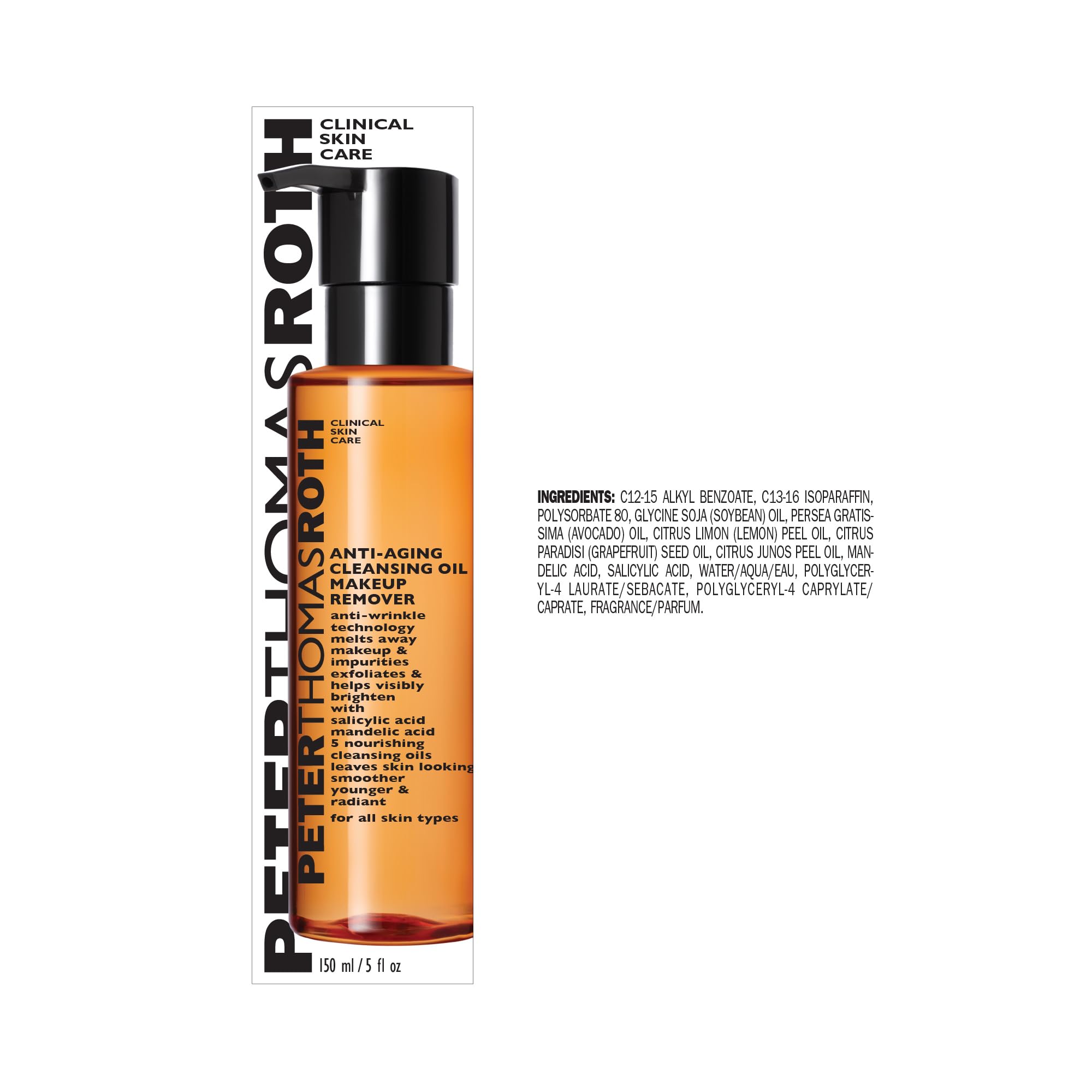Peter Thomas Roth | Anti-Aging Cleansing Oil Makeup Remover | Oil Cleanser for Face with Salicylic Acid and Mandelic Acid Gently Exfoliates
