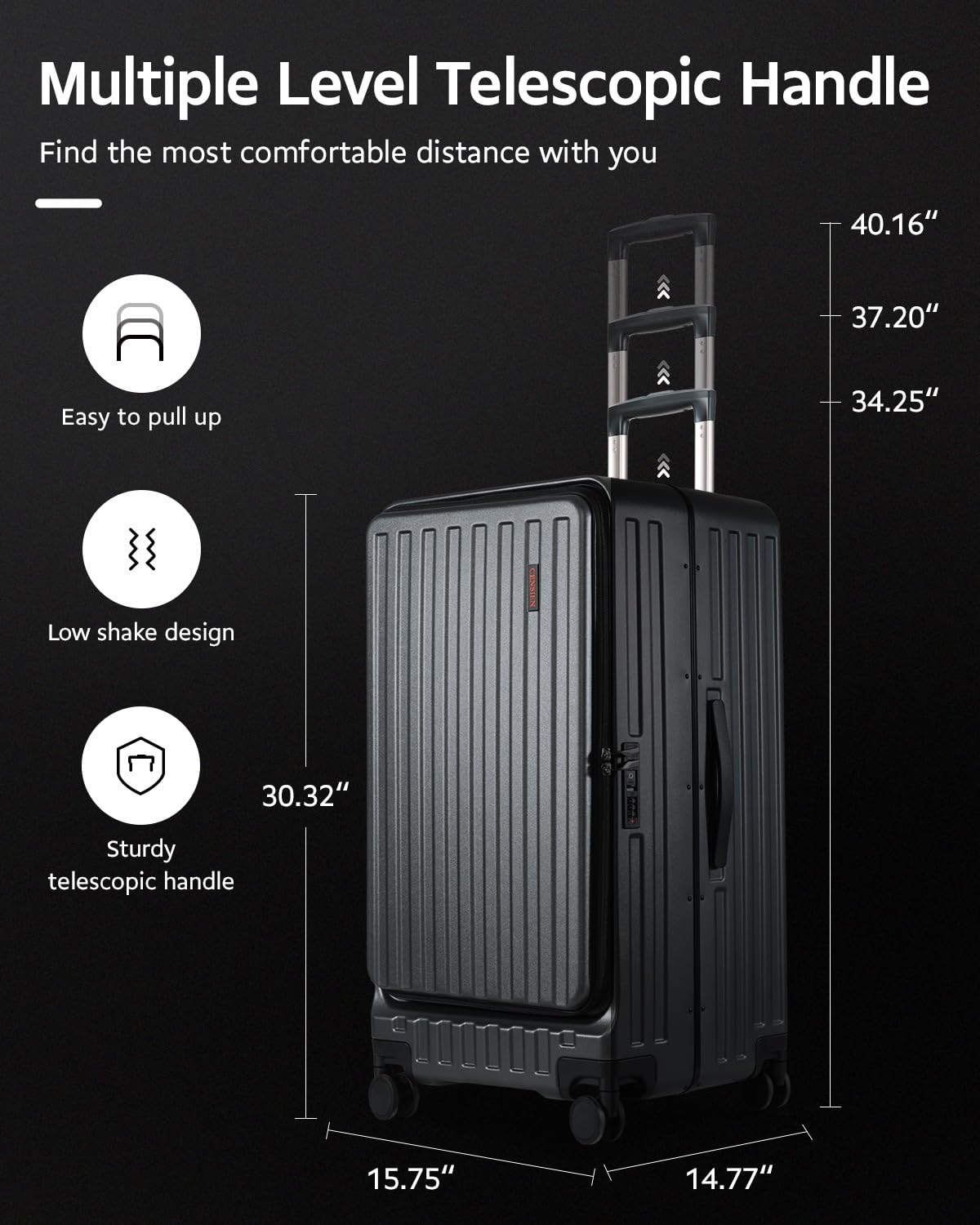 CENSIEN Checked Luggage, Large Suitcase 29 Inch Trunk Luggage with Spinner Wheels, Lightweight ABS+PC Hard Shell with Aluminum Frame, Top Opening, TSA Lock (Black, 1PC)