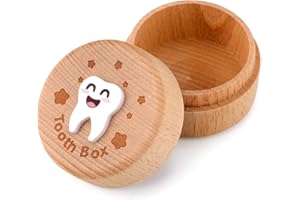 PEUTIER 3D Carved Fairy Box, Wood Tooth Storage Box for Lost Teeth Container Cute Tooth Holder for Boys Girls Kids Birthday (Boys)