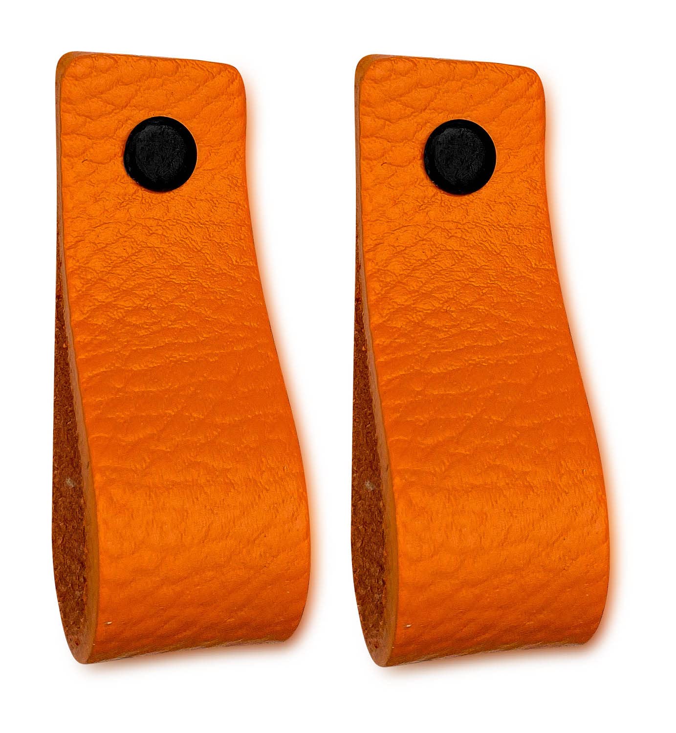 Brute Strength - Leather Handles for Furniture - Orange - 2 pcs - 16,5 x 2,5 cm - Cabinet Handle, Door Handle for Kitchen, Bathroom, cabinets, Dresser, Wood