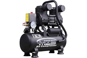 MZB 2.4 Gallon Ultra Quiet Air Compressor 110V/60Hz 1.2HP 5.65CFM, MAX 115PSI Steel Tanks Oil-Free 70dB Noise Level Air Compr