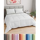 Queen Comforter Set - 3 Piece Bed Set for All Seasons - 1 Soft Quilted Comforter with Corner Tabs & 2 Pillow Shams - Comfy, Cozy & Breathable - Premium Down Duvet Insert - Oeko-TEX - Queen Size, White