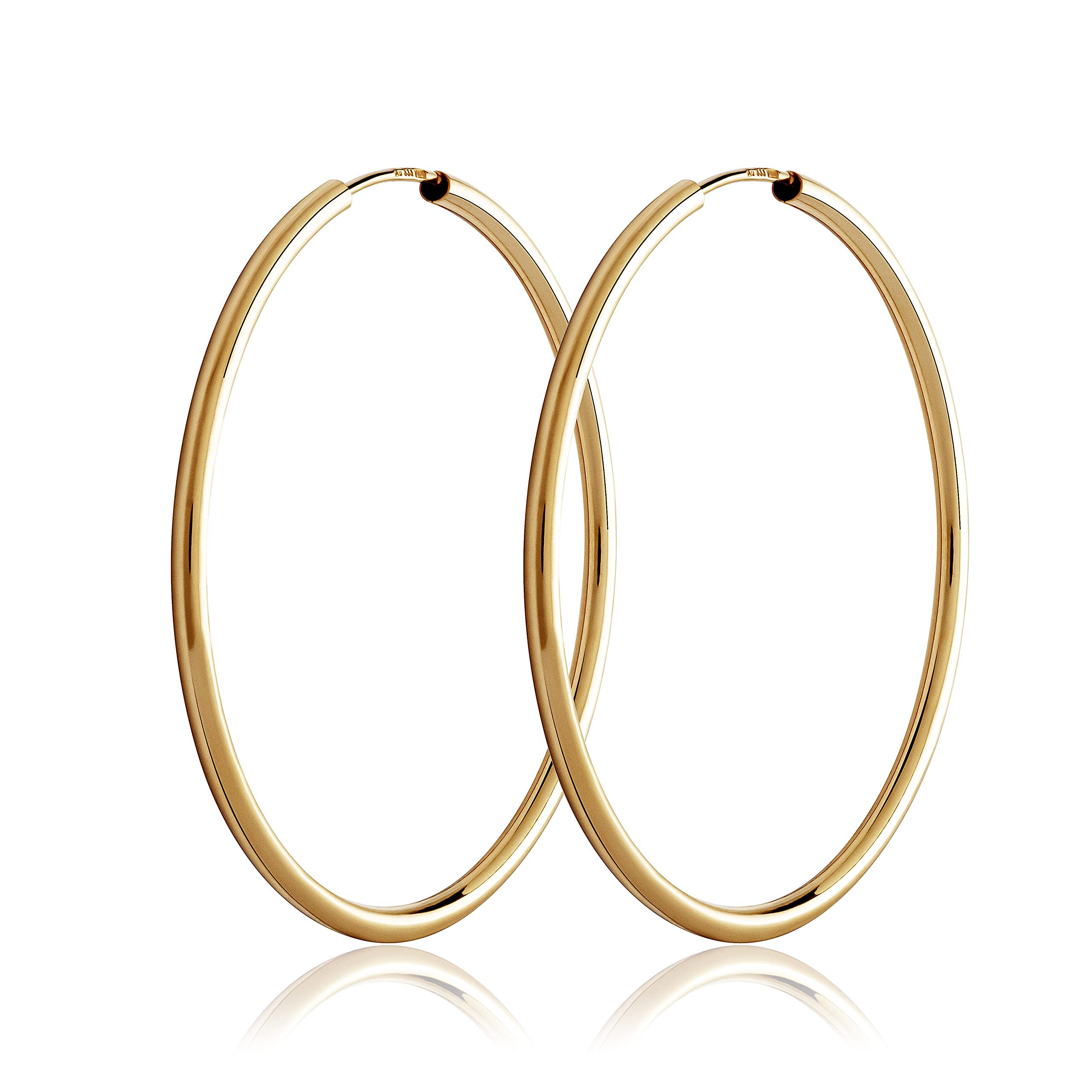 NKlaus pair 40mm creoles gold alloy gold alloy earrings 2,0mm strong gold alloy earrings 3073