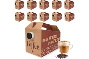 INPARALLUV 10 Pack Disposable Coffee Box Dispensers Coffee to Go Drink Containers Insulated Hot Beverage Dispenser coffee Carrier with Handle Beverage Server for Parties Catering Take Out (96 oz)