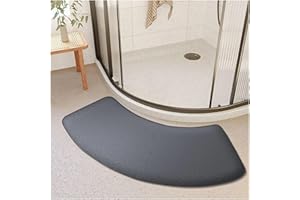 Curved Bath Mat Thickened Bathroom Absorbent Curved Shower Room Door Mat Toilet Foot Rugs Non-Slip Entrance Carpent(Gray)