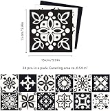 WALPLUS Black Tile Stickers 24pcs 15x15cm Self Adhesive Wall Tiles view 5