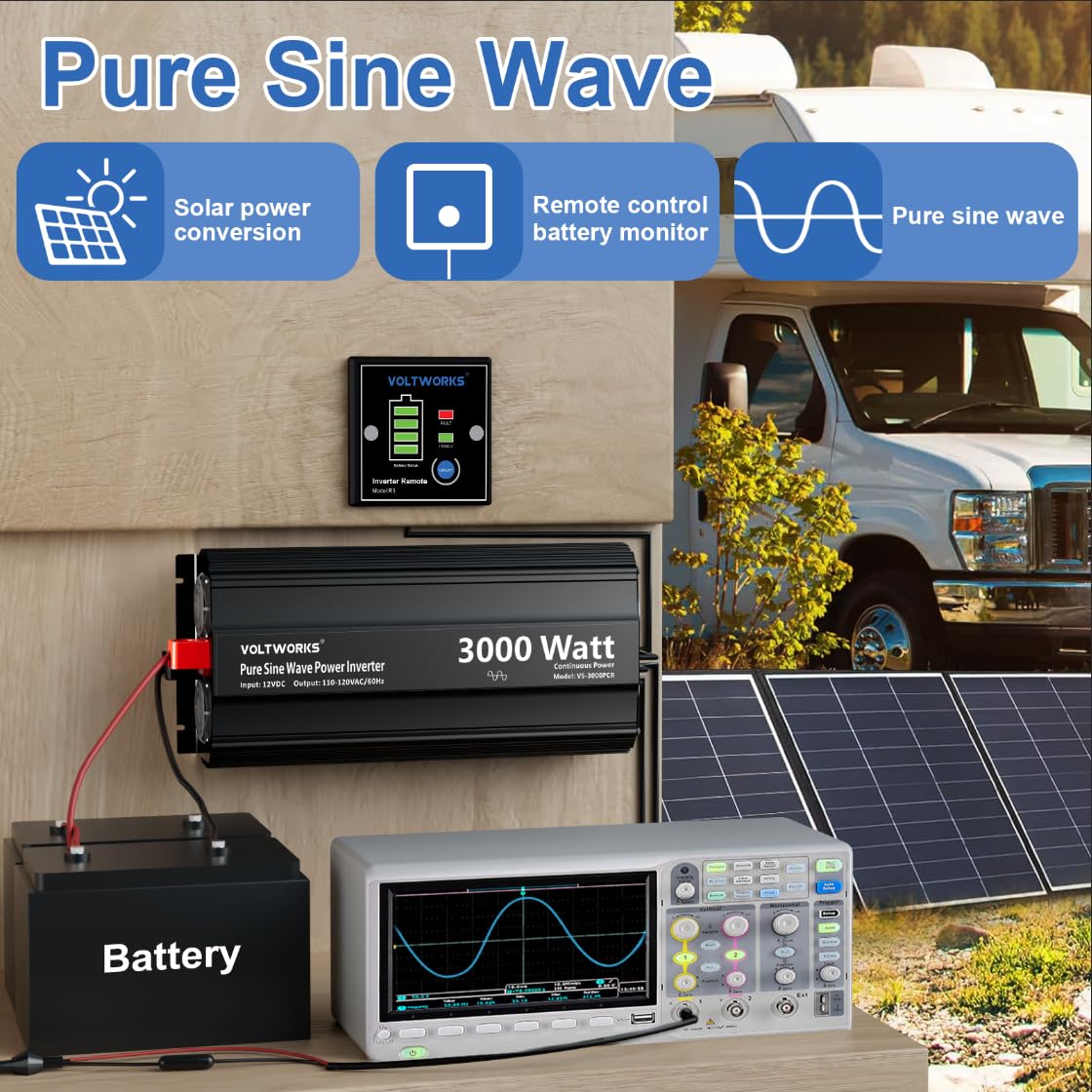 Mua 3000Watt Pure Sine Wave Inverter 12V DC to 110V 120V AC with UL ...