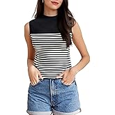 Womens Sleeveless Sweater Vest Knitted Crew Neck Tank Fall Winter Cute Stripe Outfits Top Multi
