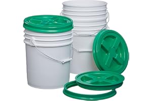 Consolidated Plastics 5 Gallon White Food Grade Buckets + Green Gamma Seal Lids, BPA Free Container Storage, Durable HDPE Pails, Made in USA (3 Pack)