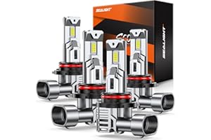 SEALIGHT 9005 9006 Bulbs Combo S1 Pro, 80000LM Super Bright Cool White, 9005 9006 Combo Bulbs, 1:1 Size, 60000Hrs Long Service Life with Cooling Fan, Pack of 4