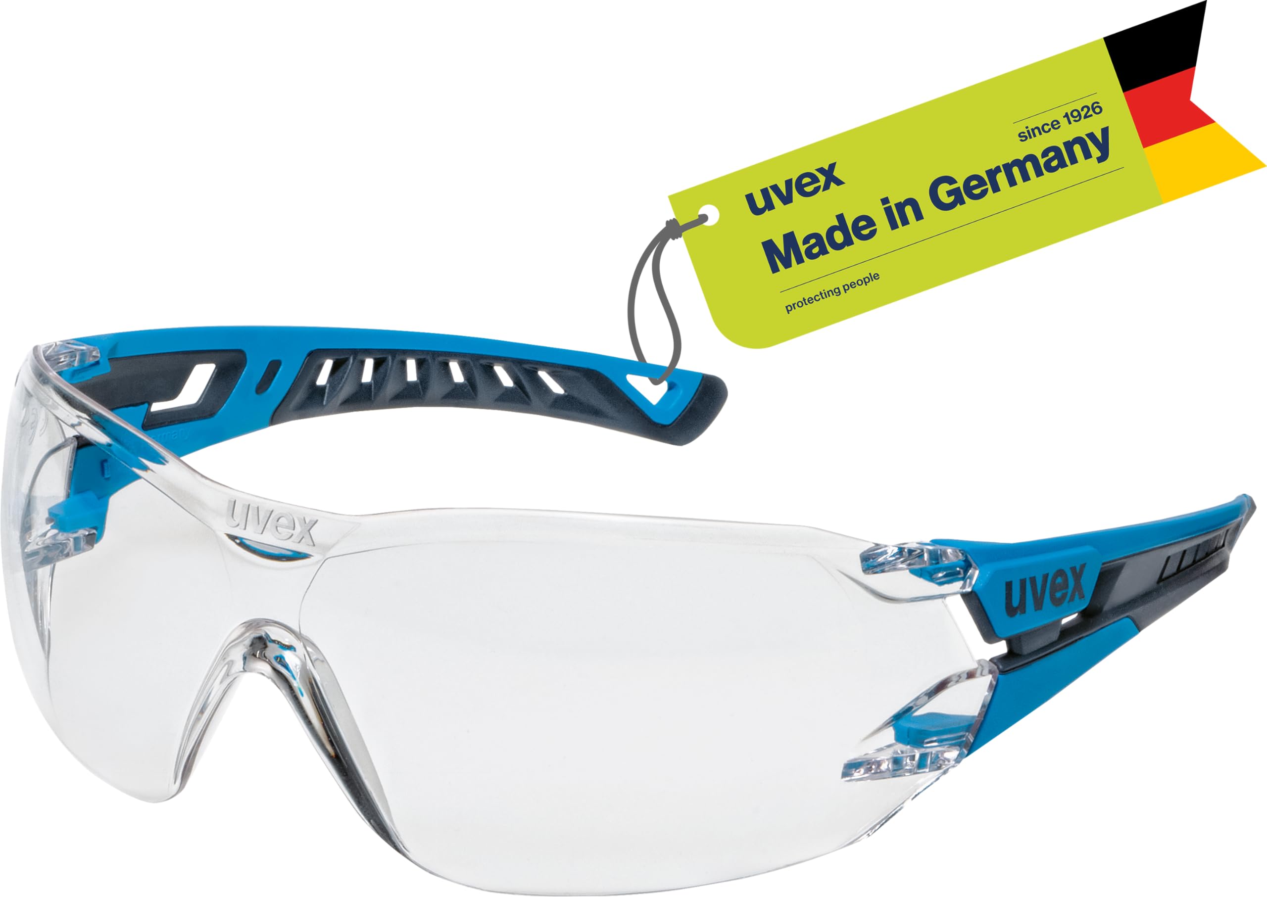 Uvex Pheos NXT Protective Goggles - Supravision Excellence Technology, Metal Free, Anti-Fog & Scratch, One Size, Blue/Charcoal, Clear