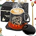 Coffee Warmer with Mug Set for Desk with Auto Shut Off - Coffee Mug Warmer/Coffee Cup Warmer Desk/Cup Warmer with Mug Set with 2 Temperature Cup Heater for Office Home-Winter (Black and Gold)