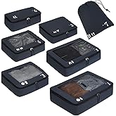 ECOHUB 7 Set Packing Cubes Tear-Resistant Luggage Packing Organizers with Number Icon for Travel Accessories Luggage Suitcase Machine Washable Packing Cubes (Dark blue)