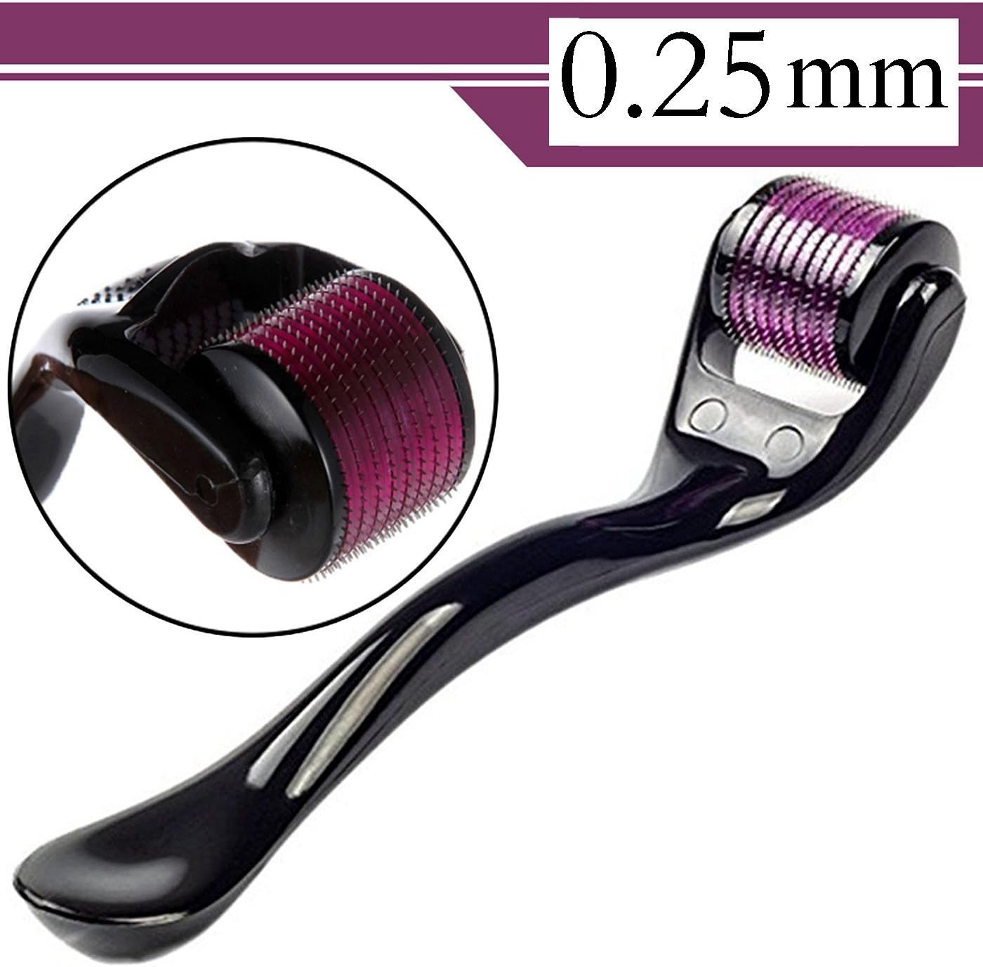 Derma Roller, Micro Skin Roller 540 Titanium Microneedles Tools for Facial Skin Care 0.25 mm (Purple)