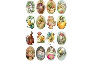 PAPER MOON MEDIA Vintage Victorian Easter Ovals 1.5 x 2" Collage Sheet for Art, Scrapbooking, Altered Art