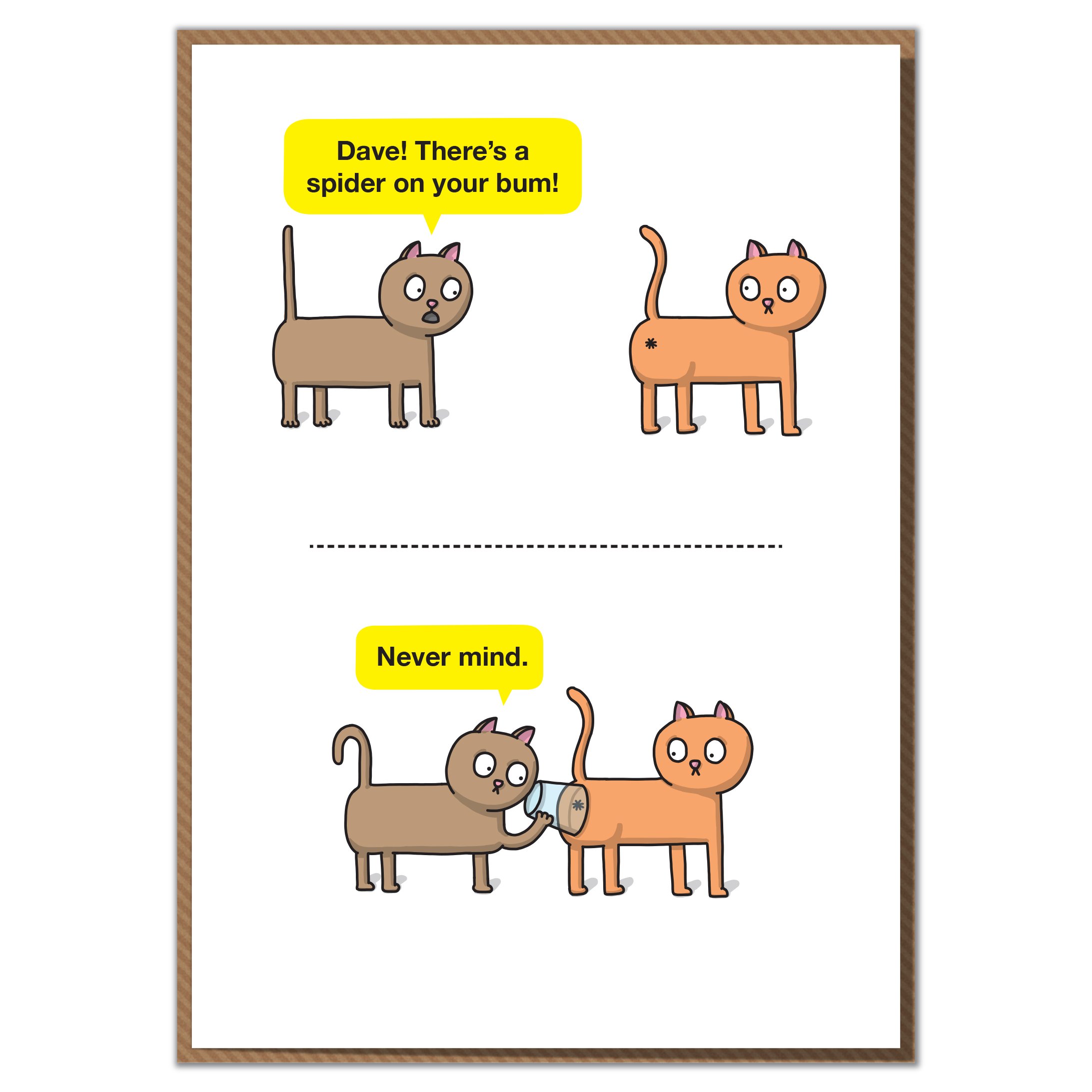 "Dave! There's A Spider On Your Bum!" Funny Birthday Card