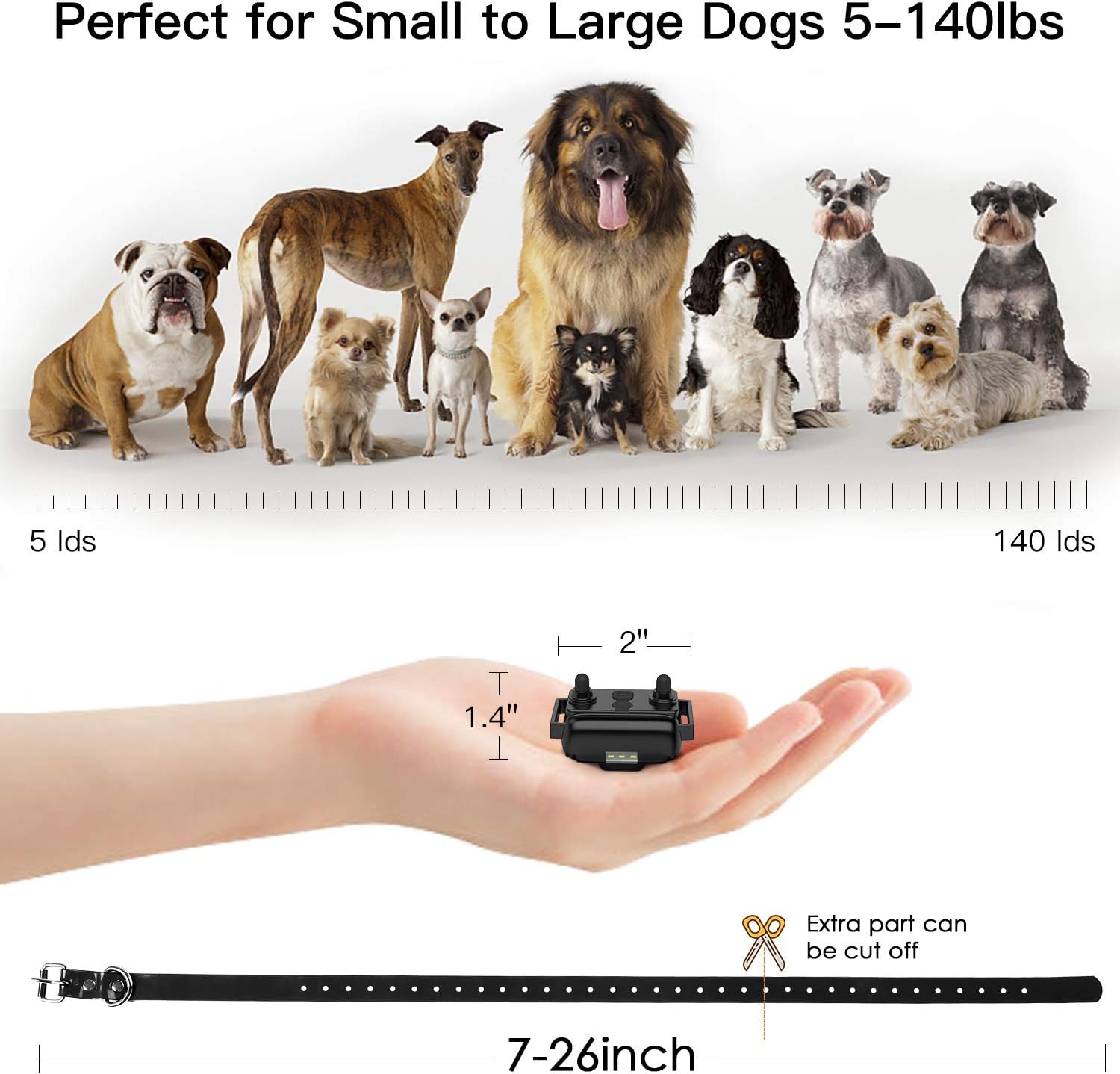 Slopehill Dog Training Collar, Small Size Shock Collar for Small to Large Dogs 5-140lbs, Waterproof and Rechargeable Electric Dog Collar with 2600Ft Remote, Vibration, Beep Shock Modes, Adjustable : Slopehill : Pet Supplies