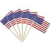 American Flag Small Mini USA Flag Toothpicks for Party Appetizers, Cupcakes, Cakes, and Food, Perfect for National Holidays, Sports Events, and Themed Parties