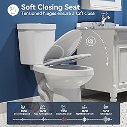 HOROW 17 Inch Tall Toilet, Two-Piece Elongated
