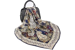 35 inches Silk Feeling Formal Large Square Neck Scarf Head Hair Wraps Handkerchief for Women Girls