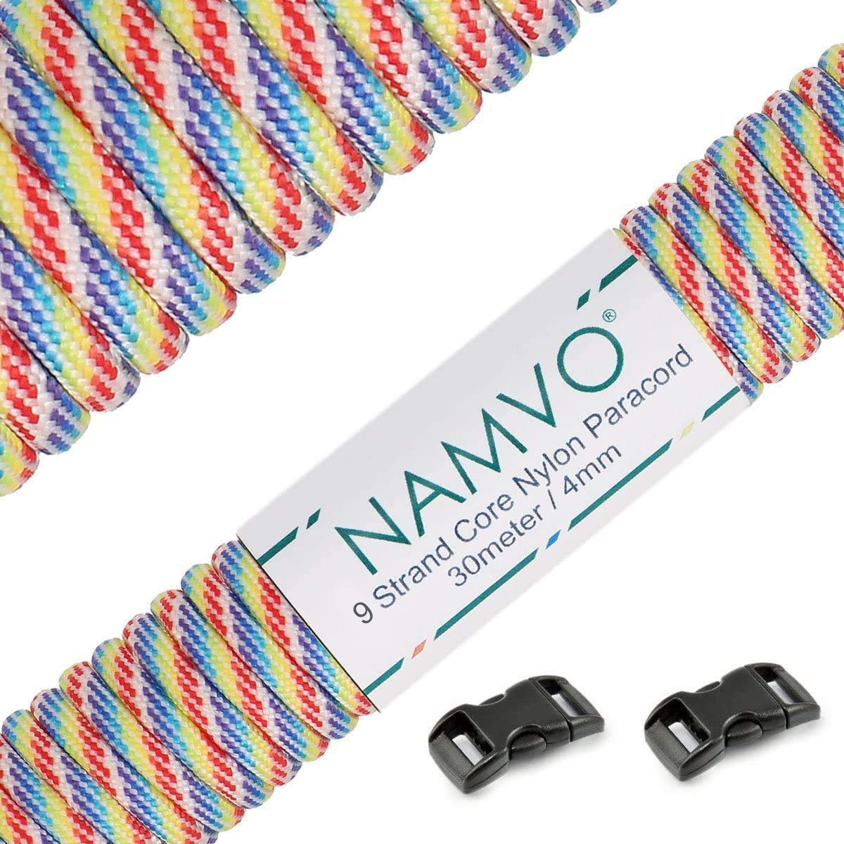Namvo 100 Feet, 9 Inner Strands, Strong Breaking Strength, 4mm Diameter 550 Paracord Mil Spec Type III Nylon Parachute Cord