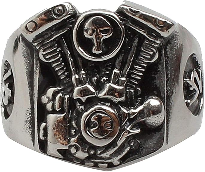 Vintage Men's Punk Ring Silver Personality Tide Male Titanium Steel Hip