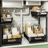 ARSTPEOE Under Sink Organizer - 2 Packs Multi-Purpose Pull-Out Storage Organizers, Slide out Pull out Cabinet Organizer Shelf, Storage for Kitchen Bathroom