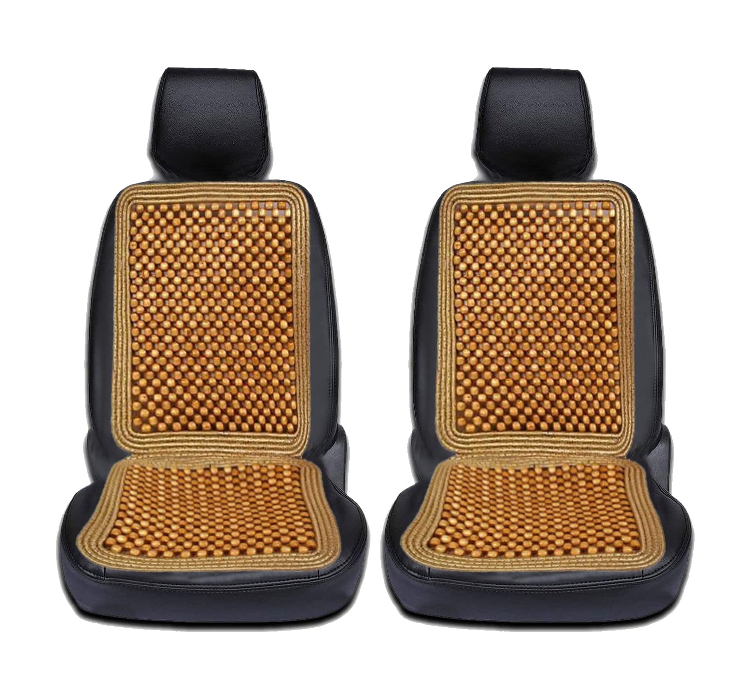 Photo 1 of VaygWay Wood Beaded Comfort Seat Cushion Seat Cover – 2 Pcs. Wooden Beaded Car Seat Cover – Natural Wood Double Strung Beads – Massage Comfort Cover Car Seat – Universal SUV Auto