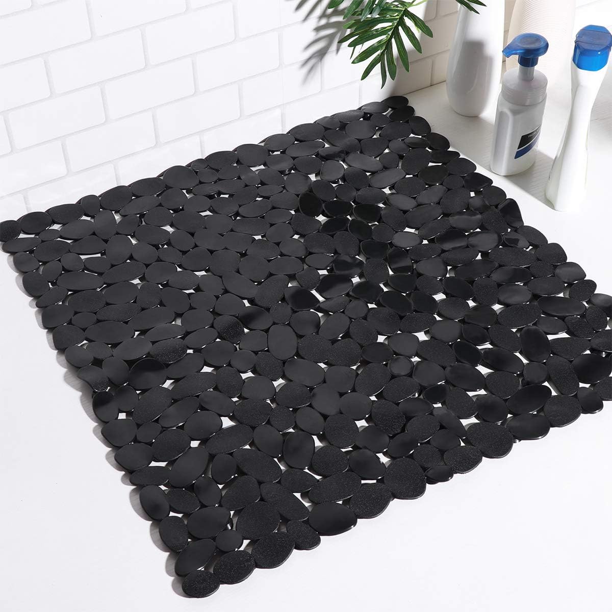 Bath Non-Slip Mat Square Cobblestone Bath Shower Safety Mats PVC Antiskid Mat (Black): Arts, Crafts & Sewing