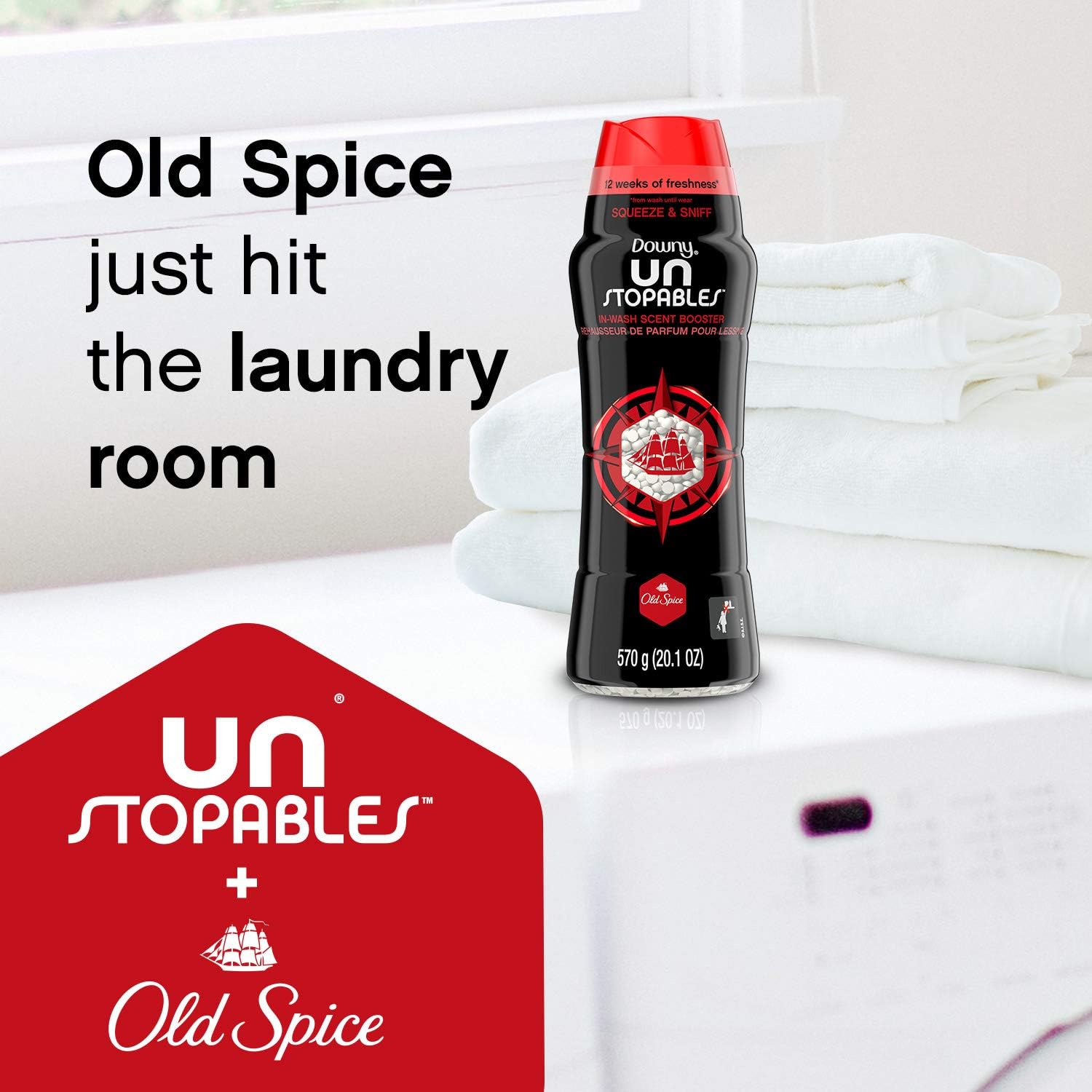 Downy in-Wash Scent Booster Beads, Old Spice Unstopables, 20.1 Ounce: Health & Personal Care